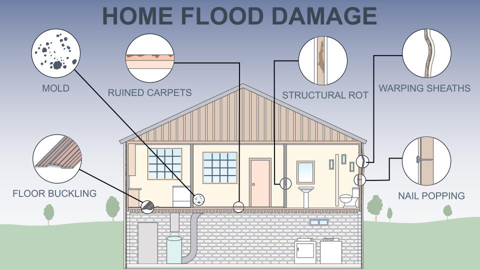 Part of a series of five graphics looking at the effects of flooding such as home damage.; 3c x 2 7/8 inches; 146 mm x 73 mm;