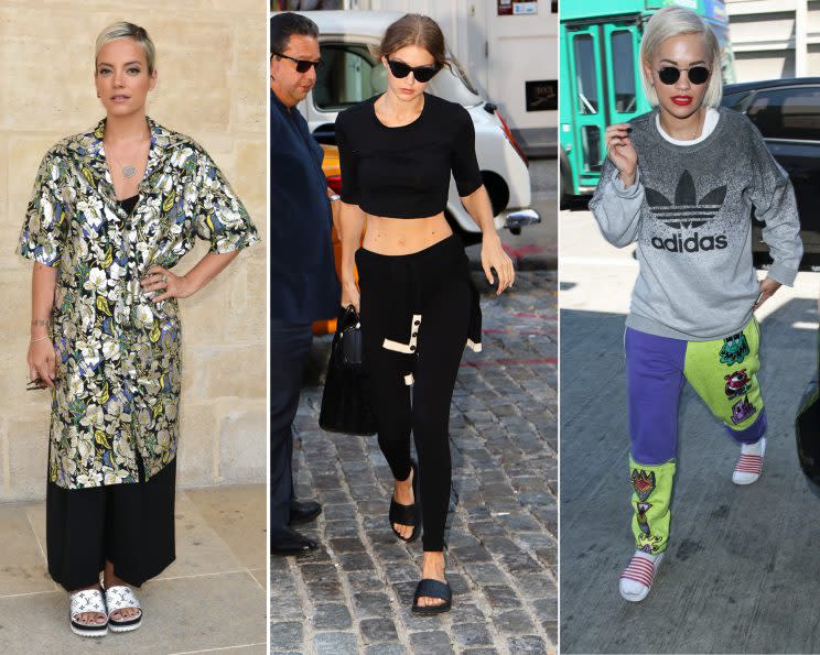 Lily Allen, Gigi Hadid und Rita Ora lieben ihre Slides. (Bilder: ddp Images)