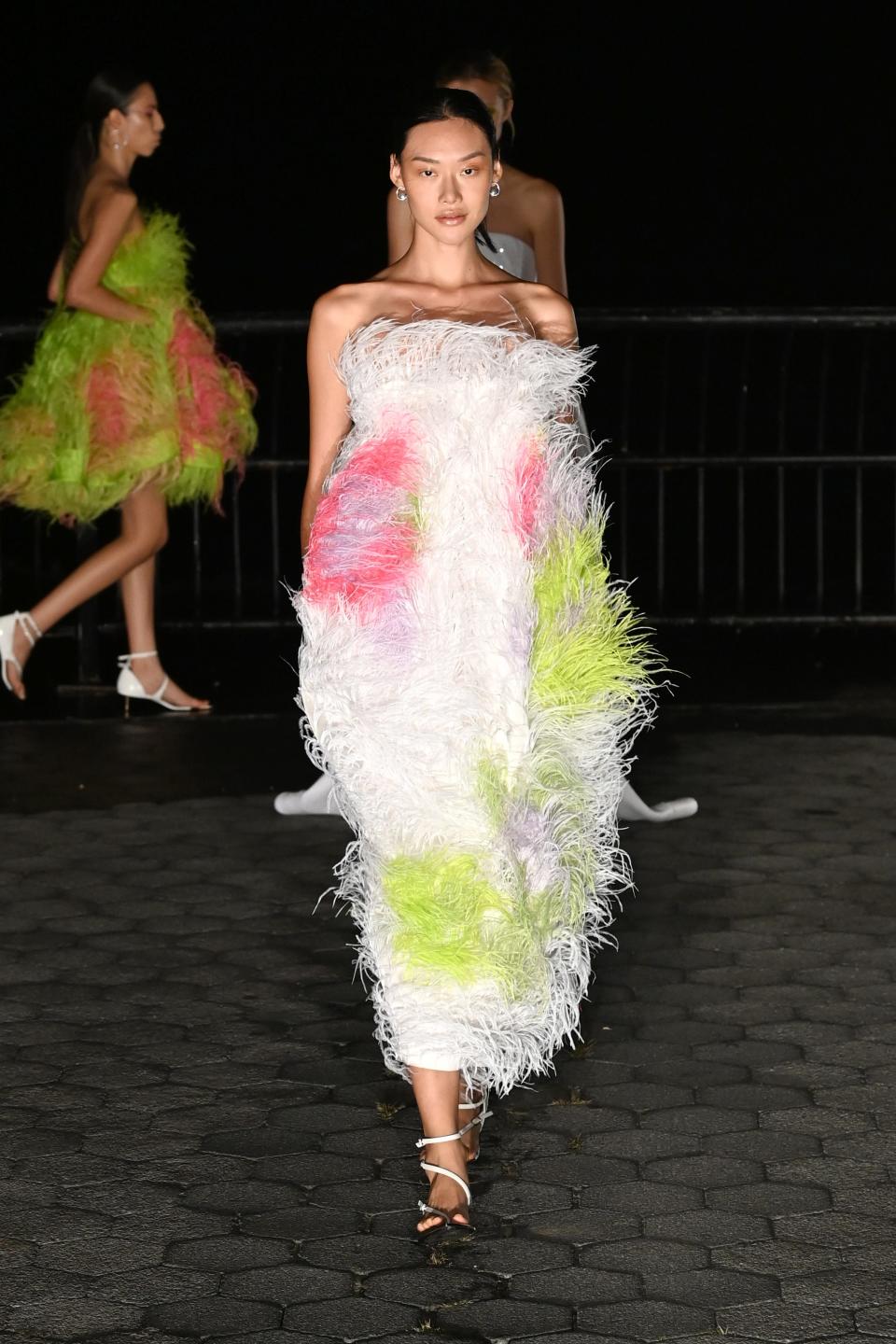 A model walks the runway for Prabal Gurung at Robert F. Wagner Park on Sept. 8, 2021 in New York City during NYFW.