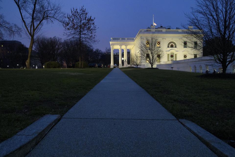 The White House is seen, Friday, Dec. 28, 2018, in Washington. The partial government shutdown will almost certainly be handed off to a divided government to solve in the new year, as both parties traded blame Friday and President Donald Trump sought to raise the stakes in the weeklong impasse. (AP Photo/Alex Brandon)