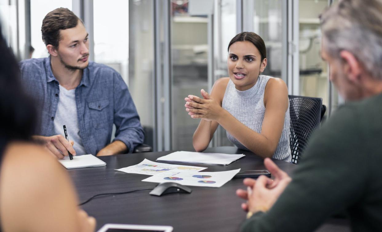 <a href="https://www.gettyimages.com.au/detail/photo/aboriginal-business-woman-talking-in-a-meeting-royalty-free-image/506549660?phrase=aboriginal%20office&adppopup=true" rel="nofollow noopener" target="_blank" data-ylk="slk:Getty Images;elm:context_link;itc:0;sec:content-canvas" class="link ">Getty Images</a>