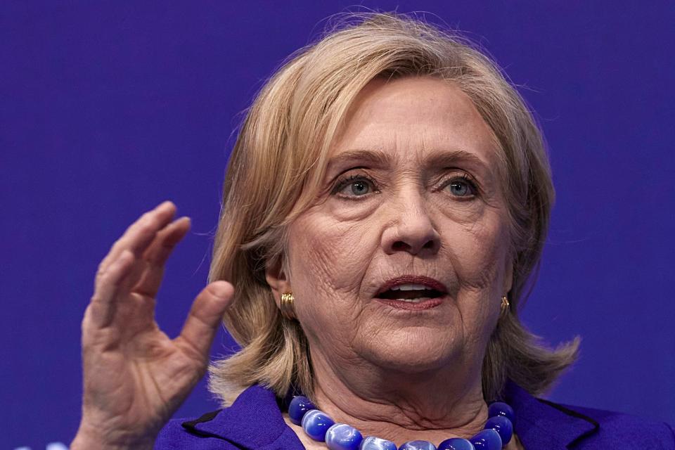 Hillary Clinton speaks during the Clinton Global Initiative, Monday, Sept. 18, 2023 in New York.