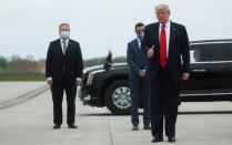 U.S. President Trump arrives at Detroit International Airport prior to visiting Ford Rawsonville Components Plant in Michigan