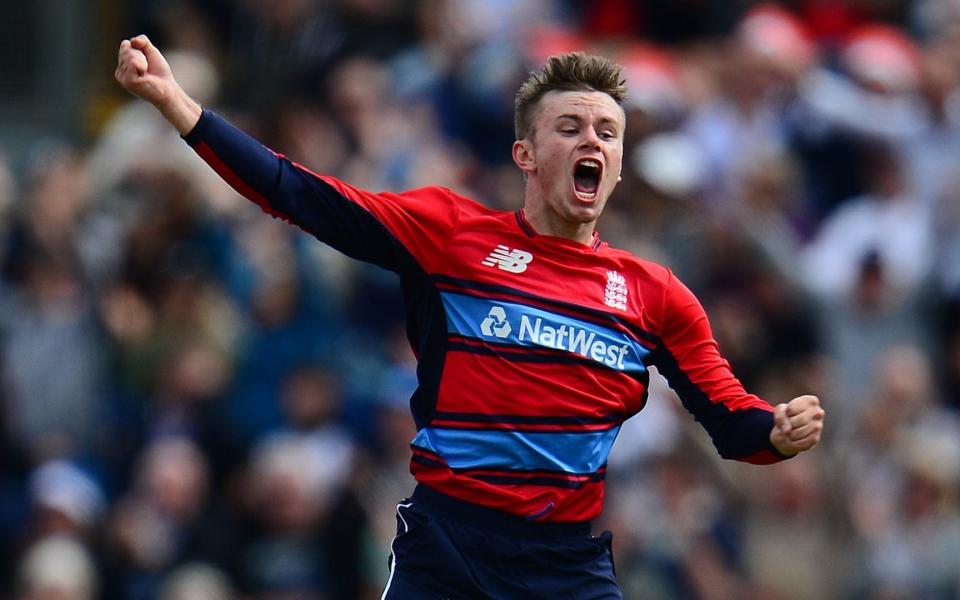 Mason Crane of England celebrates the wicket of AB De Villiers of South Africa - Credit: Getty