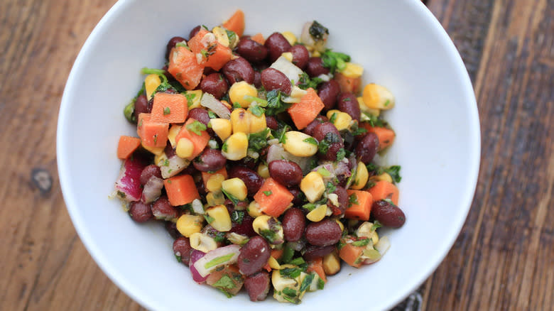 colorful bean salad in bowl