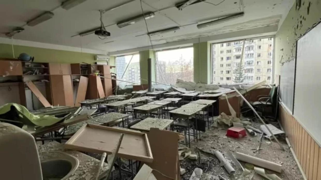 School in Lviv damaged in missile attack. Photo: Andriy Sadovyi/Telegram