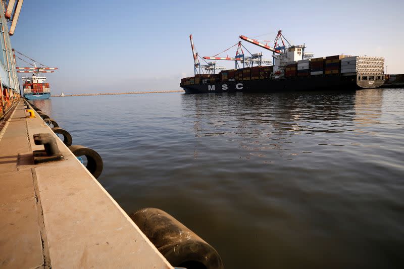 MSC cargo ship carrying containers docks at Haifa's port