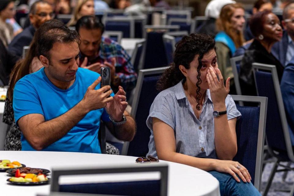 Attendees wait to break their fast with fruit and dates during FIU’s annual interfaith iftar dinner in observance of Ramadan.