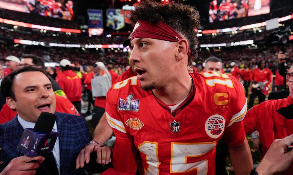 <span><a class="link " href="https://sports.yahoo.com/nfl/players/30123/" data-i13n="sec:content-canvas;subsec:anchor_text;elm:context_link" data-ylk="slk:Patrick Mahomes;sec:content-canvas;subsec:anchor_text;elm:context_link;itc:0">Patrick Mahomes</a> and <a class="link " href="https://sports.yahoo.com/nfl/players/30346/" data-i13n="sec:content-canvas;subsec:anchor_text;elm:context_link" data-ylk="slk:Harrison Butker;sec:content-canvas;subsec:anchor_text;elm:context_link;itc:0">Harrison Butker</a> have won three Super Bowls together. </span><span>Photograph: John Locher/AP</span>