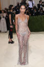 Stunning in sparkle! The actress wore a mesh Yves Saint Laurent gown to the 2021 Met Gala.