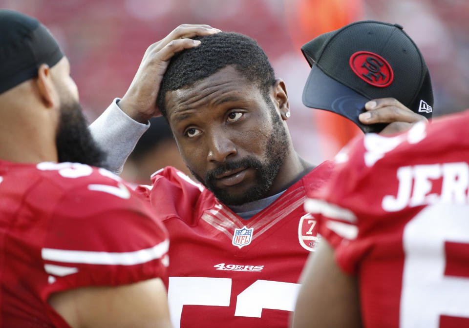 Not moving far: After eight seasons with the San Francisco 49ers, NaVorro Bowman is set to sign with the Oakland Raiders. (AP)