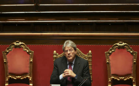 Italy's Foreign Minister Paolo Gentiloni attends a Senate meeting in Rome, Italy, April 5, 2016. REUTERS/Alessandro Bianchi/File photo