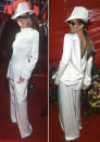 1999: Canadian chanteuse Celine Dion made a titanic mistake by sporting an ill-fitting backwards John Galliano for Christian Dior suit and matching fedora to the 71st annual fete.