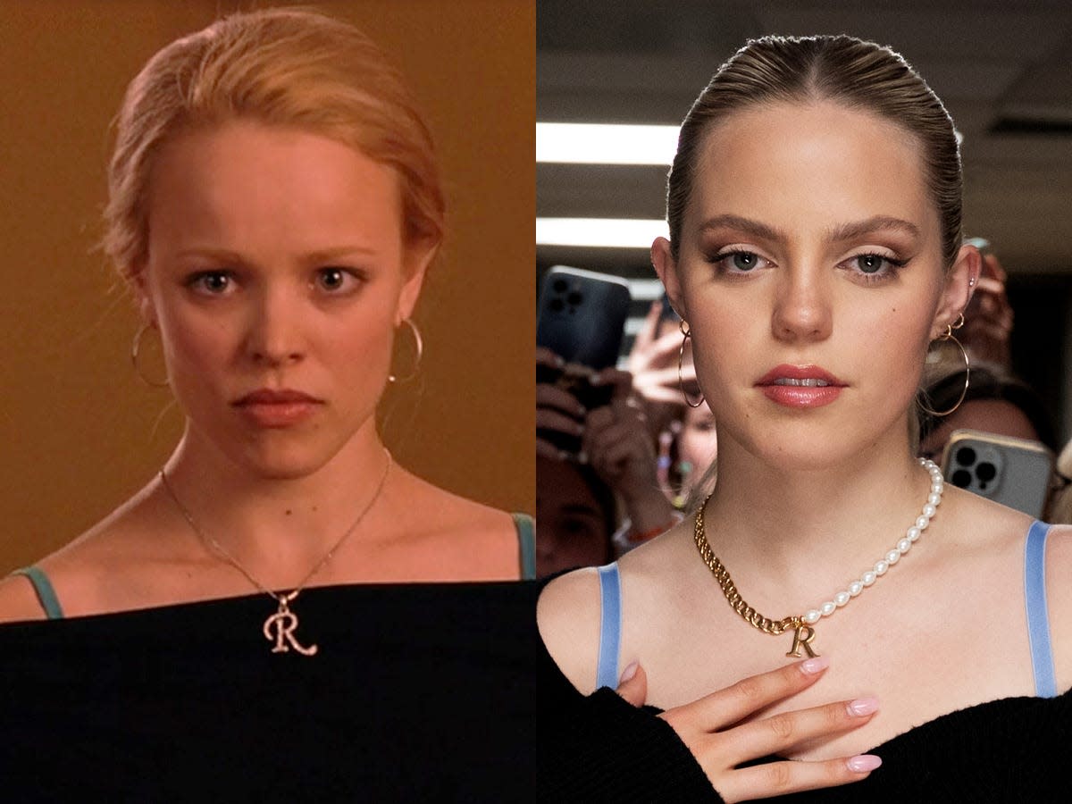 Left: Rachel McAdams as Regina George in the 2004 version of "Mean Girls." Right: Reneé Rapp as Regina George in the 2024 version of "Mean Girls."