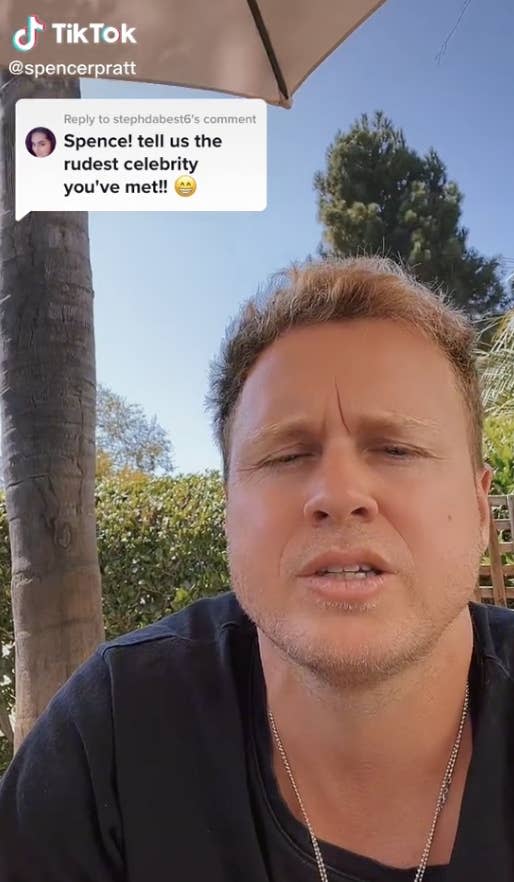 TikTok screenshot of Spencer being asked the rudest celeb he's ever met