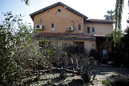 A damaged house is seen after it was hit by a rocket fired from Gaza over the border to its Israeli side in Ashkelon Israel May 5, 2019 REUTERS/ Amir Cohen