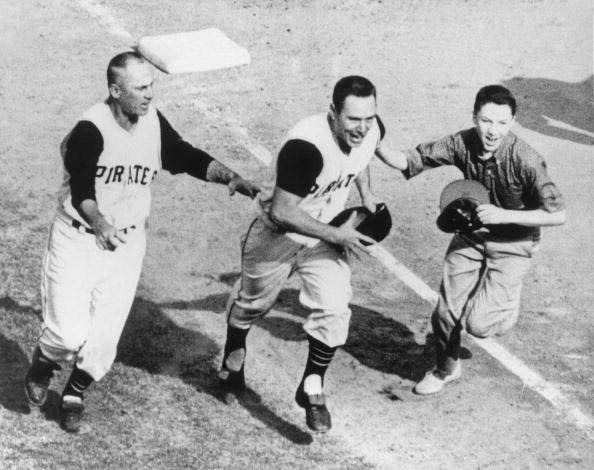 <p><strong>October 13, 1960</strong>: Pirates second baseman Bill Mazeroski hits the first World Series-winning homer in baseball history, providing a thrilling conclusion to one of the greatest games ever played. Having been outscored by the Yanks in the previous six games by a combined score of 46-17 and surrendering their 9-7 lead in Game 7, the Pirates send Mazeroski to lead off the bottom of the ninth against pitcher Ralph Terry. Maz swings away and smashes the ball over the leftfield wall, propelling the underdog Bucs to victory. "It culminates a storybook World Series win by the Pirates," says Thorn.<br> </p>