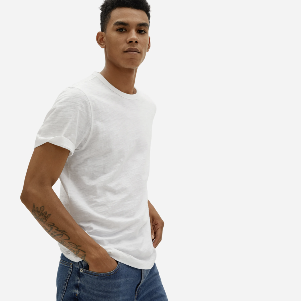 Everlane The Organic Premium-Weight Slub Crew in White (Photo via Everlane)