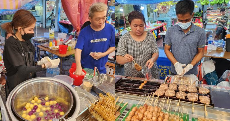 pasar malam - stalls owners preparing food