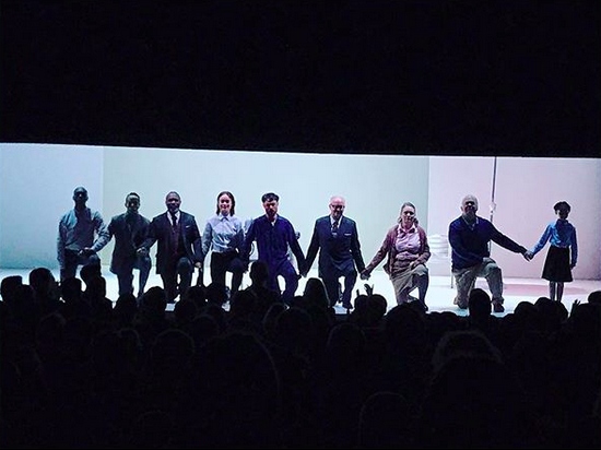 <p>The actress and her co-stars in Broadway’s <em>1984</em> took a knee together at curtain call on Sunday. “Proud to be a part of this cast,” the actress captioned this photo of the moment of unity. “Thank you to our electric audience for your energy and support.” (Photo: <a rel="nofollow noopener" href="https://www.instagram.com/p/BZcGE9HHLIH/?taken-by=oliviawilde" target="_blank" data-ylk="slk:Olivia Wilde via Instagram;elm:context_link;itc:0;sec:content-canvas" class="link ">Olivia Wilde via Instagram</a>) </p>