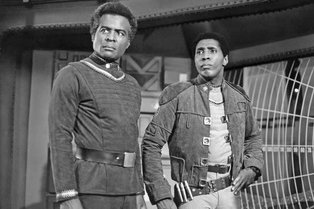 <p>ABC Photo Archives/Disney General Entertainment Content via Getty</p> Terry Carter and Herbert Jefferson Jr. in the October 22, 1978 episode of "Battlestar Galactica."