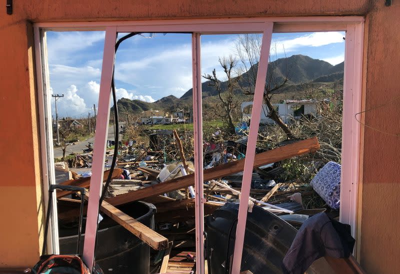 A damaged house is seen after the passing of Storm Iota, in Providencia