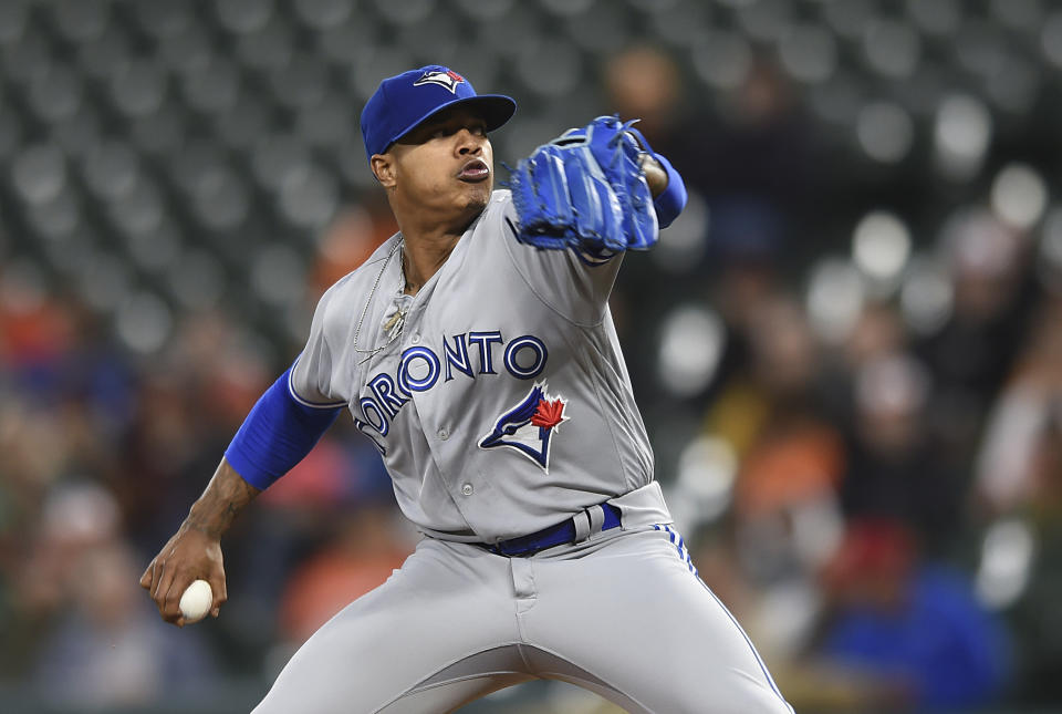 Marcus Stroman took a line drive off his elbow on Saturday, but he won’t miss a single start. (Gail Burton/AP)