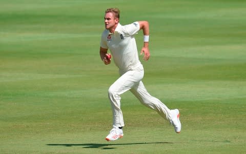 Stuart Broad runs in - Credit: AFP