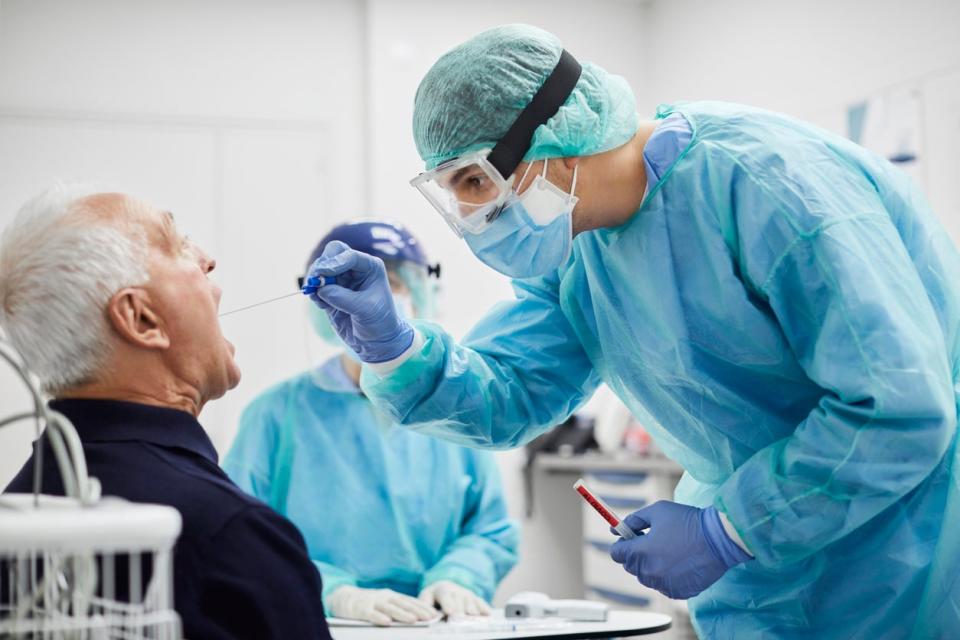 A man is seen being tested for Covid-19 at a testing site (Getty Images stock image)