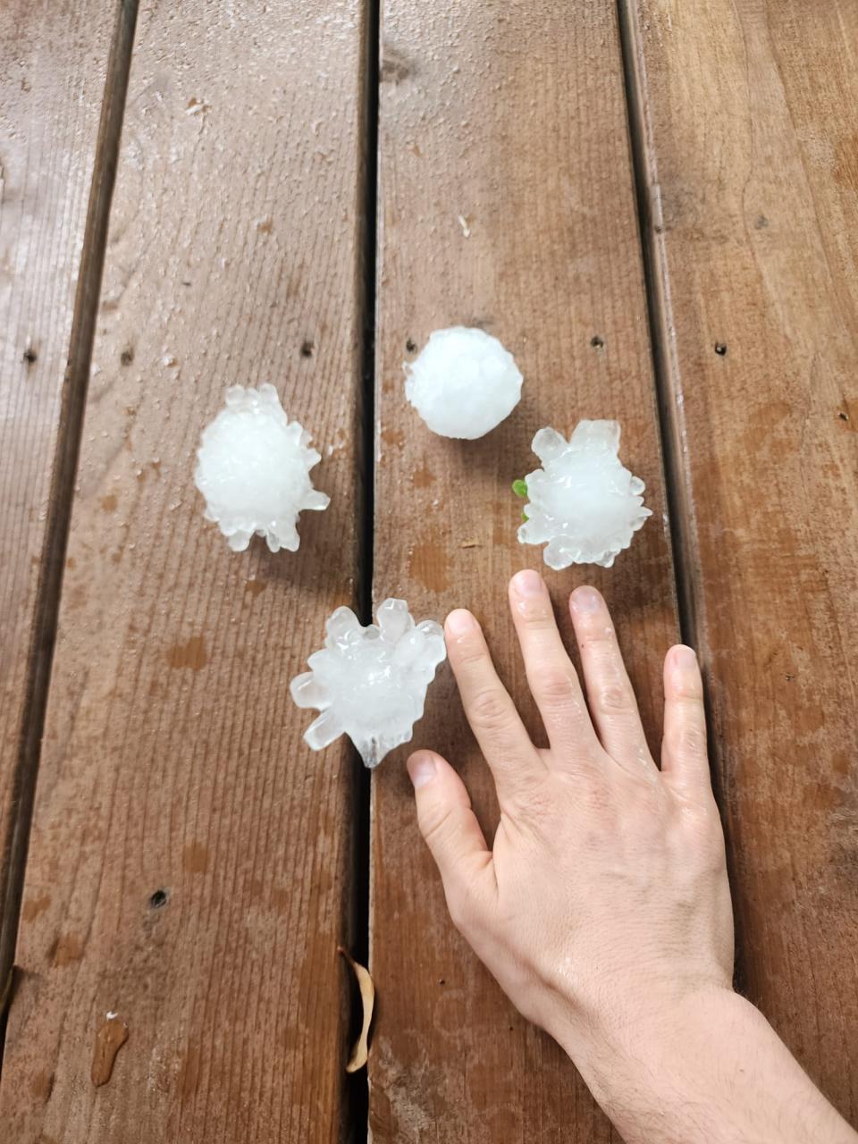 Hail in North/Central Austin during a storm on Tuesday.