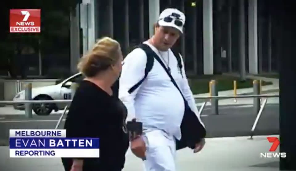 Timothy Kosowicz filmed with his mother in Victoria. Source: 7 News