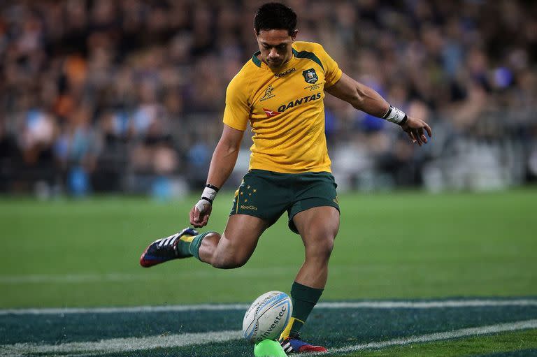 Una patada a los palos en tiempo en que Leali'ifano era parte de Wallabies; si bien nació en Nueva Zelanda, fue Australia quien le abrió inicialmente las puertas del rugby.