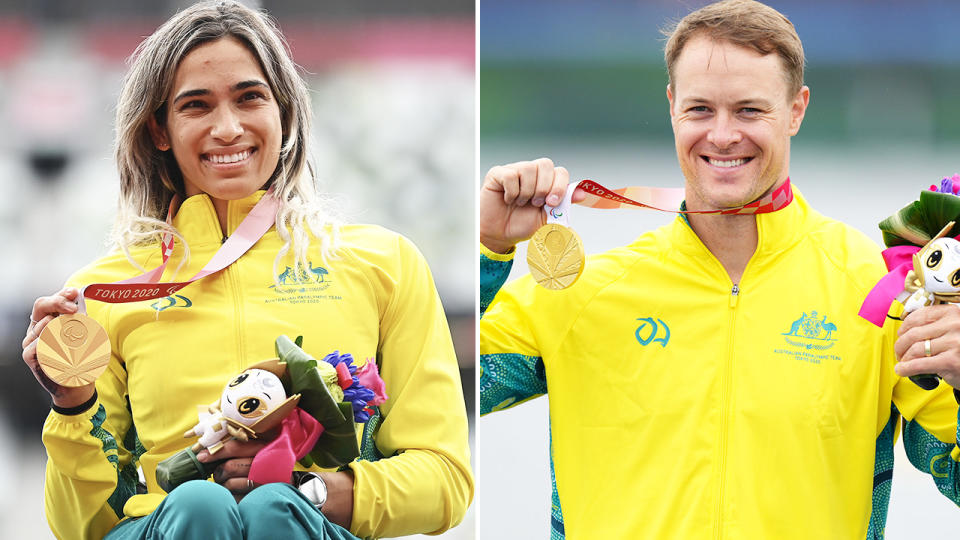 Madison de Rozario and Curtis McGrath, pictured here after winning gold at the Paralympics.