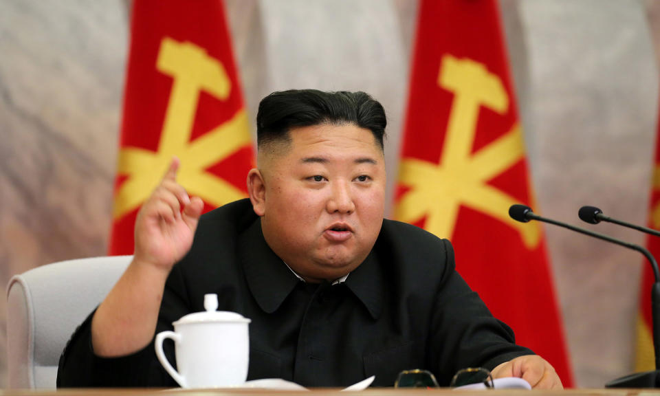 Image: North Korean leader Kim Jong Un speaks during the conference of the Central Military Committee of the Workers' Party of Korea (KCNA / Reuters file)