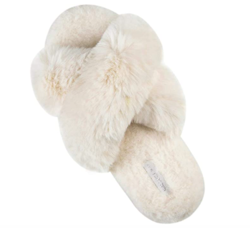 Halluci Cross Band Soft Plush Fleece House Indoor or Outdoor Slippers