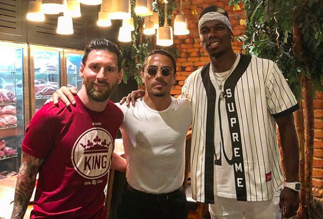 Messi, Pogba y Salt Bae, en Dubai. | Foto: Instagram