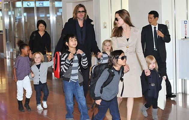 Brad and Ange are in the middle of a heated custody battle over their six children. Source: Getty