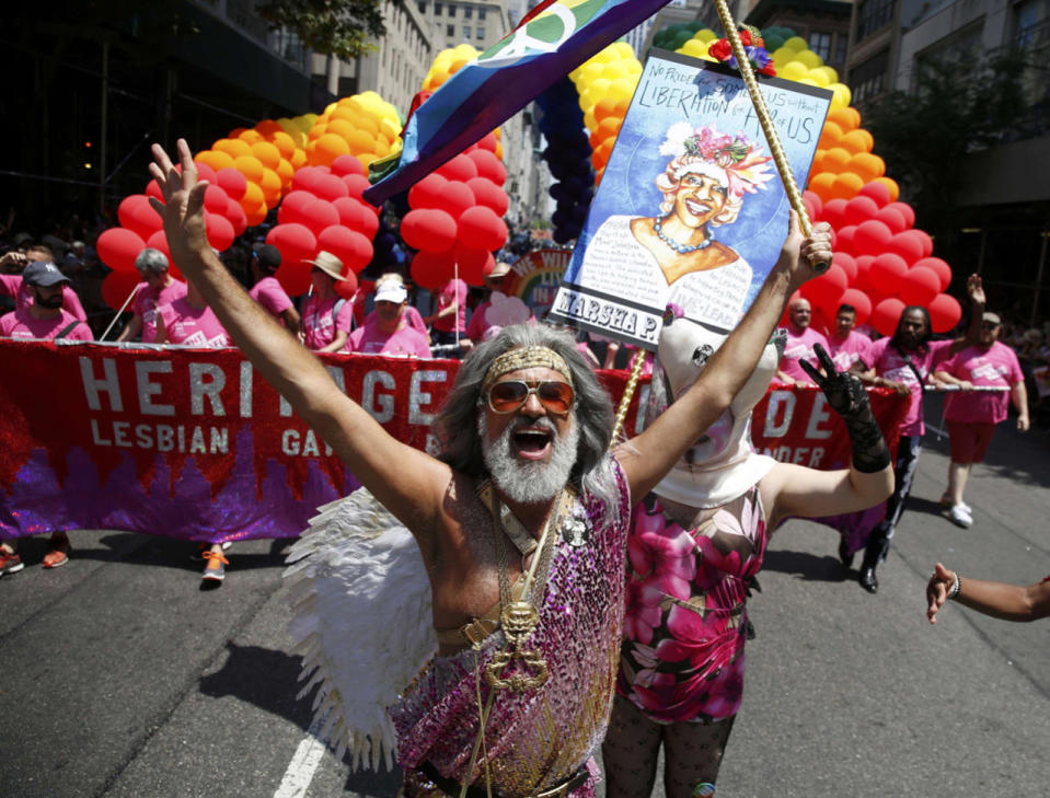 People take part in the annual NYC Pride parade in New York City