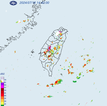 各地出現大雷雨。（翻攝自氣象署）