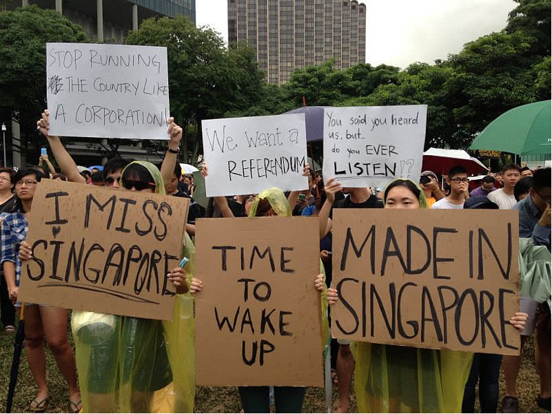 Many in the crowd came armed with self-designed posters.