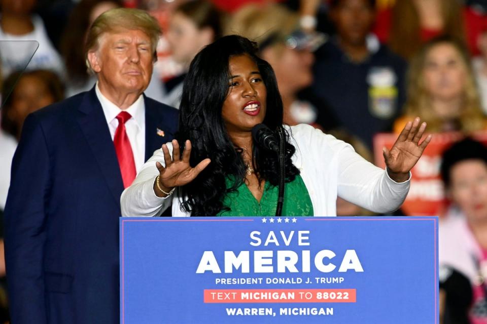 GOP candidate for Michigan secretary of state Kristina Karamo, endorsed by Donald Trump, was defeated by Democrat Jocelyn Benson. (AP)