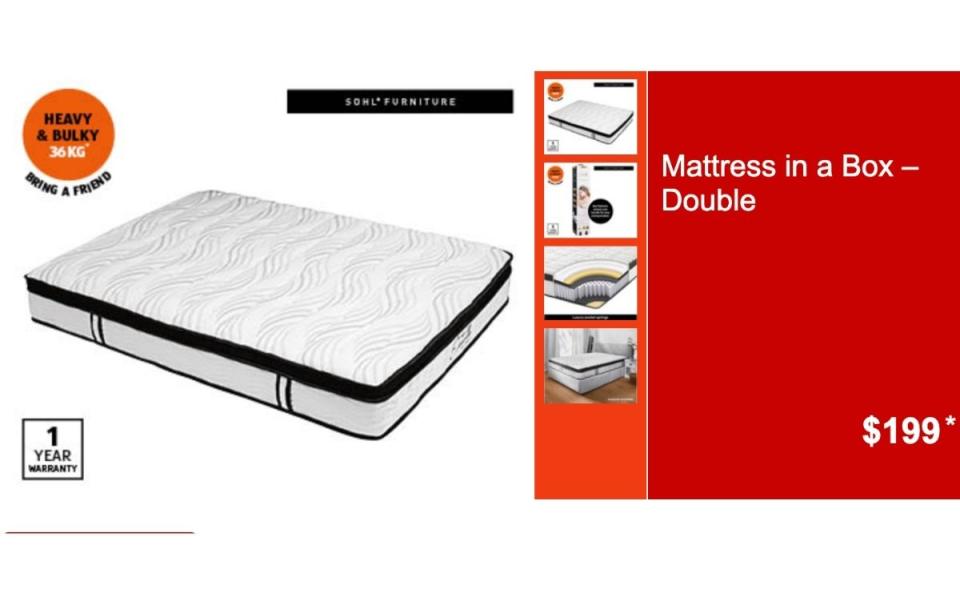 Aldi Mattress in a box ad is pictured. Source: Aldi