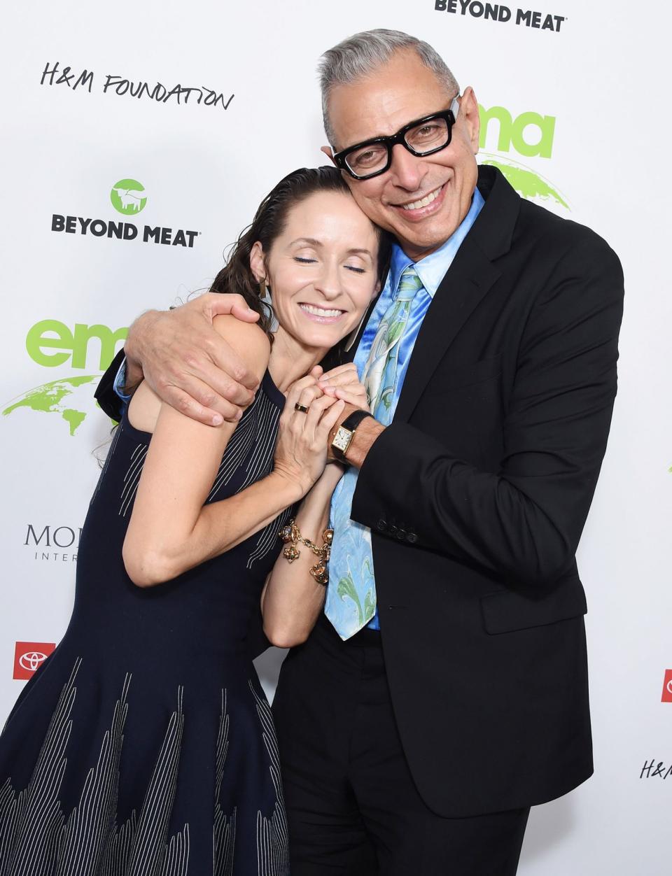 <p>Jeff Goldblum and wife Emilie Livingston cozy up on the red carpet at the Environmental Media Association Awards Gala in L.A. on Oct. 16. </p>