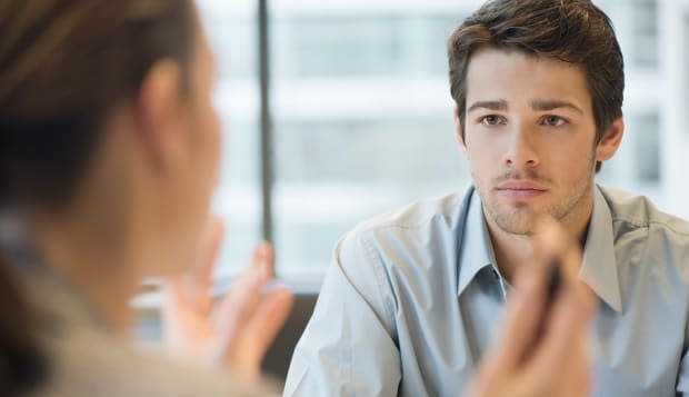 Business executive discussing with her client