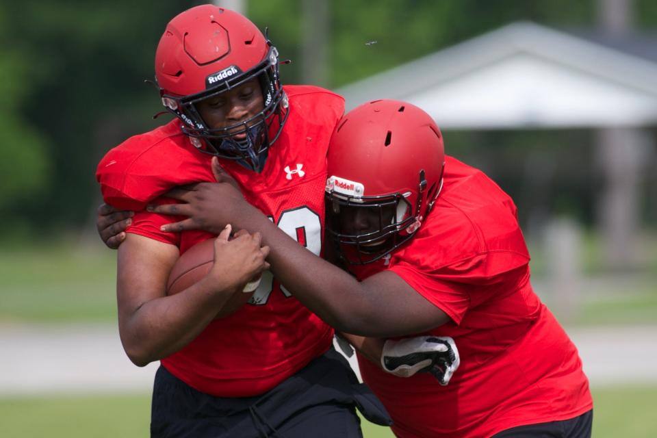 Munroe football players participated in spring camp on April 29, 2022, at Munroe  Day School.