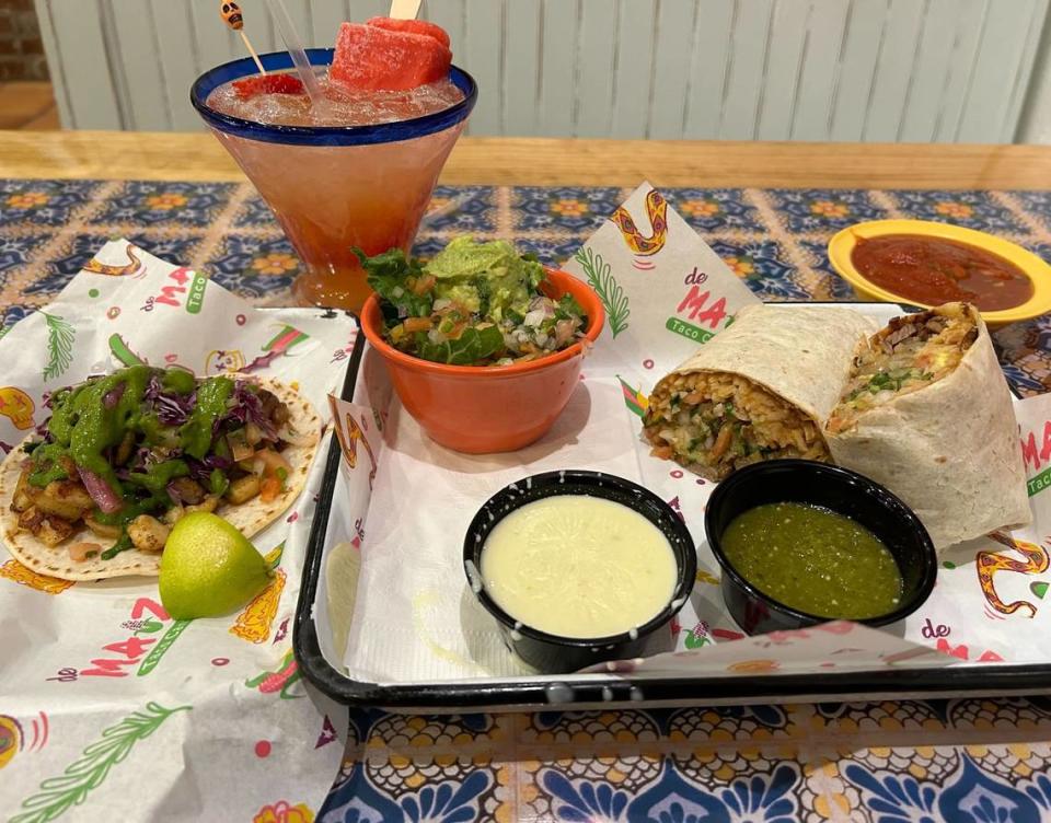 The chilango burrito and camaron taco from deMaiz Taco Cantina in Pascagoula, Mississippi. Scott Watkins/Sun Herald