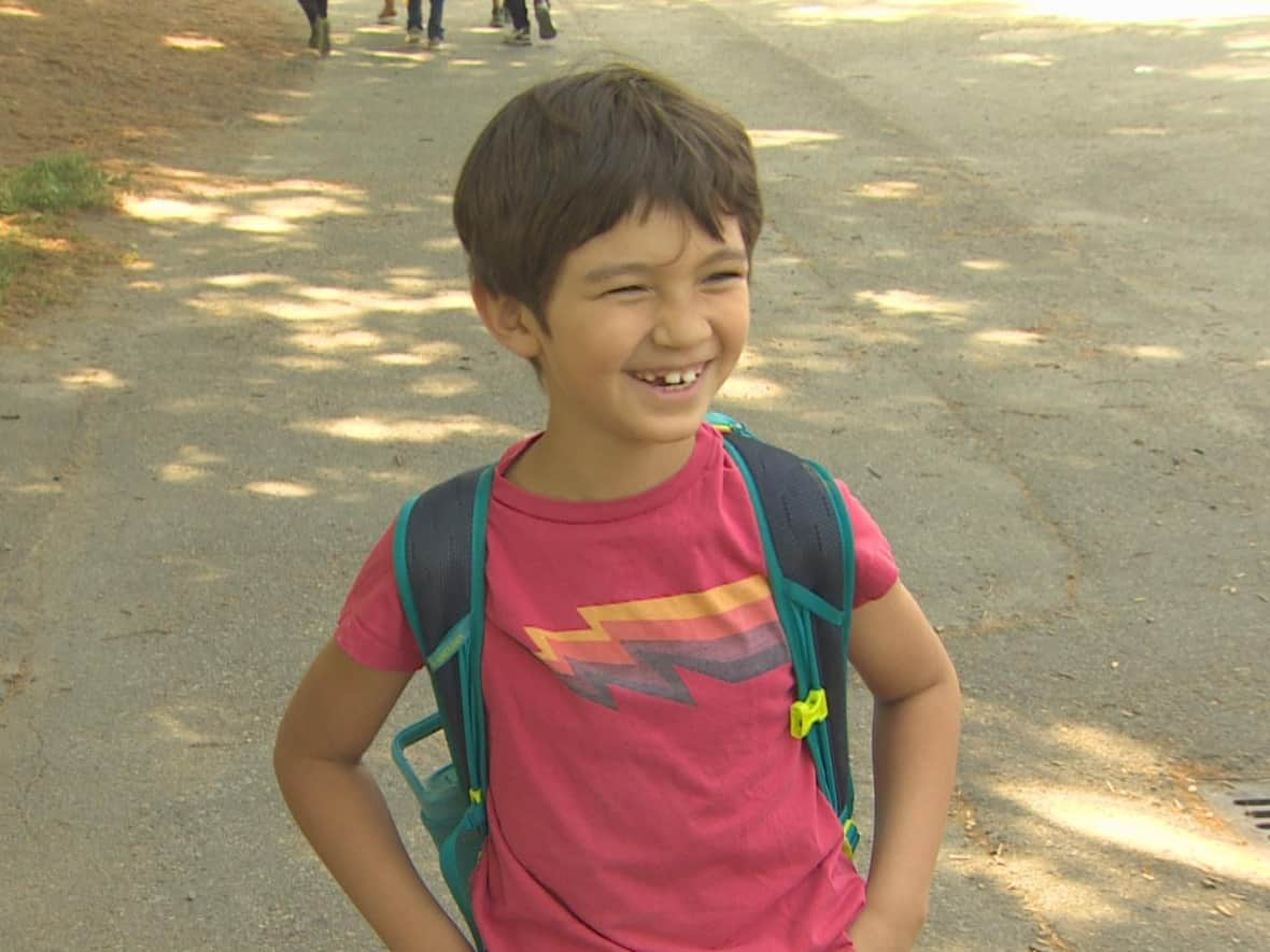 Jasper Podbrey, 8, has gathered a team for the Race for the Kids fun run to give back to the B.C. Children's Hospital.  (Shawn Foss/CBC - image credit)