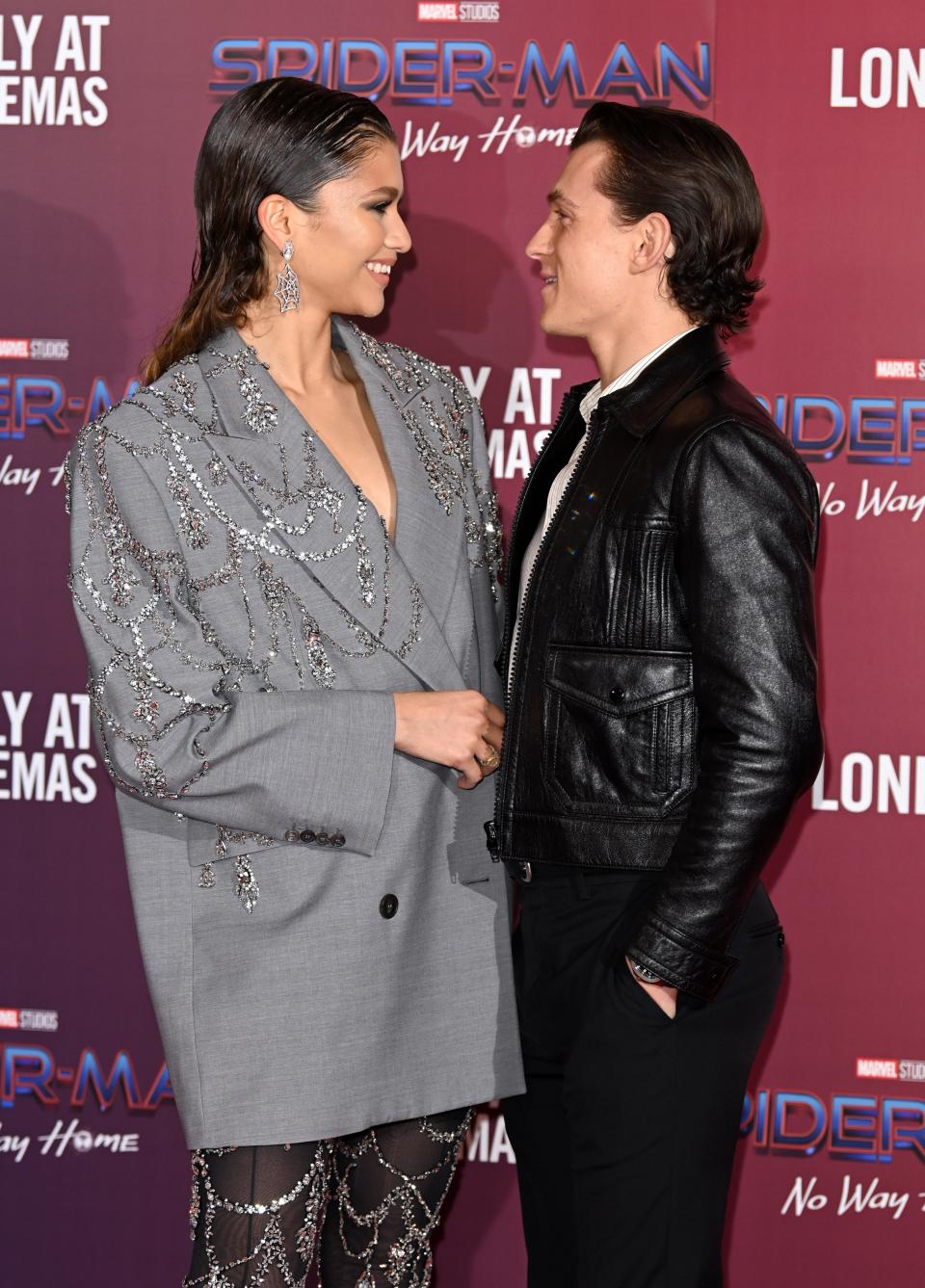 Zendaya and Holland at the Spider-Man: No Way Home London premiere in December 2021