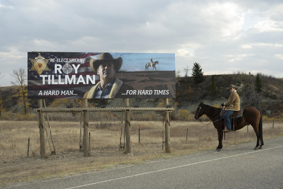 This image released by FX shows Jon Hamm in a scene from "Fargo." (Michelle Faye/FX via AP)