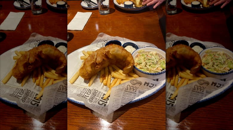 Fish and chips on plate